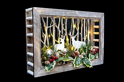 Shatchi Battery Powered LED Wooden Reindeer Scene 38cm - image 2