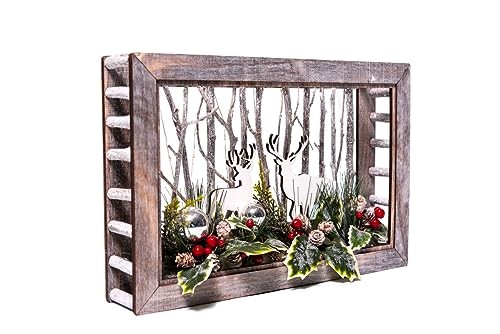 Shatchi Battery Powered LED Wooden Reindeer Scene 38cm - image 3