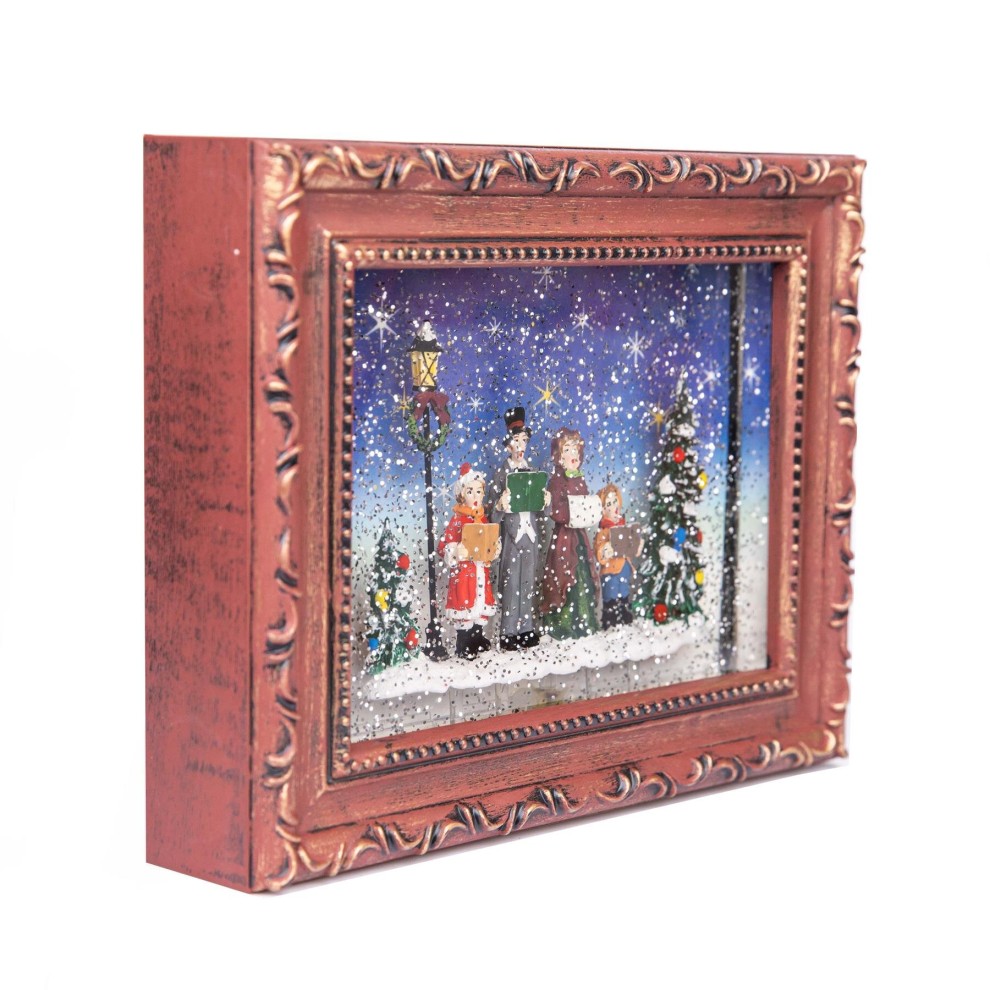 Shatchi Carol Singers Choir Scene Frame Globe Christmas Decoration 24cm - image 2