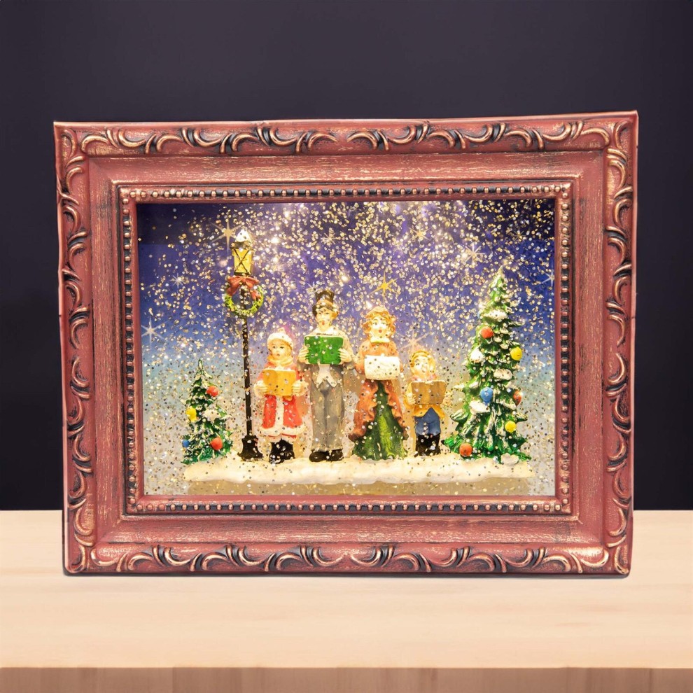 Shatchi Carol Singers Choir Scene Frame Globe Christmas Decoration 24cm - image 4