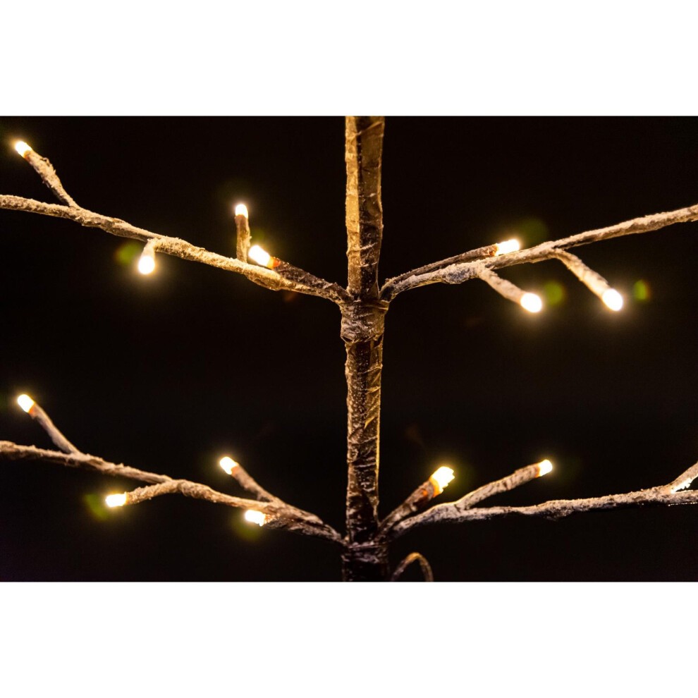 Shatchi Christmas Pre Lit LED Light Snowy Brown Twig Tree 6ft - image 3