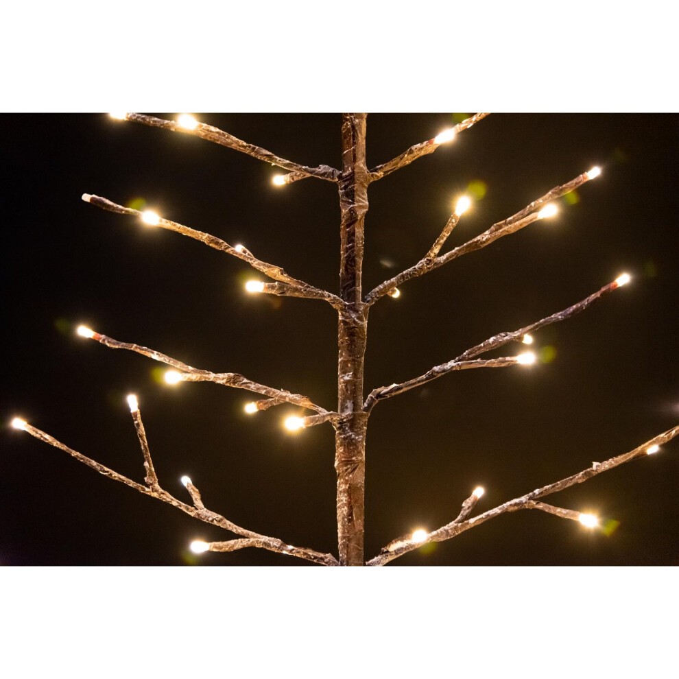 Shatchi Christmas Pre Lit LED Light Snowy Brown Twig Tree 6ft - image 4