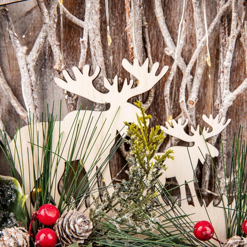 Shatchi LED Wooden Star Shape Reindeer Scene 38cm - image 4