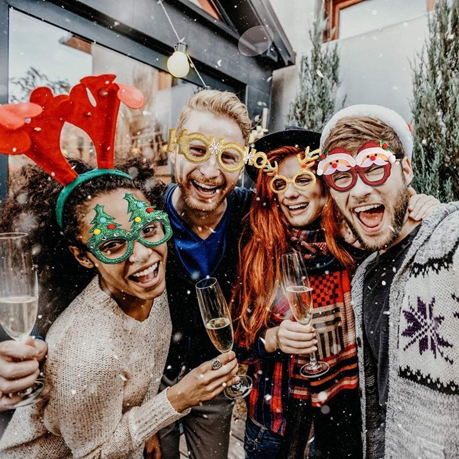Shatchi Novelty Glitter Christmas Glasses 12 Pack - image 4
