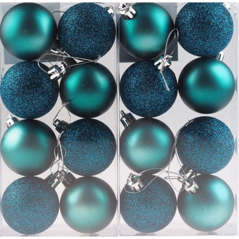 Shatchi Teal Blue Shatterproof Christmas Bauble 3 Pack - image 2