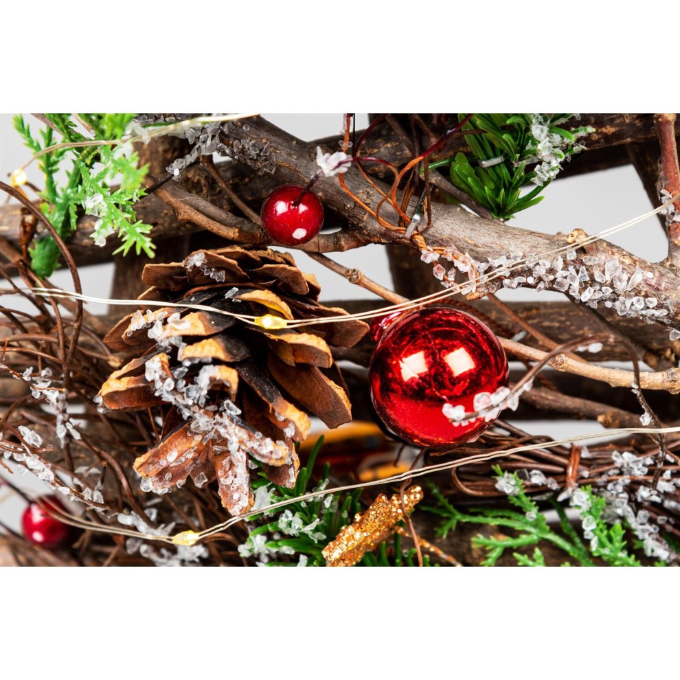 Shatchi Warm White LED Red and Brown Twig Wood Christmas Tree 50cm - image 3