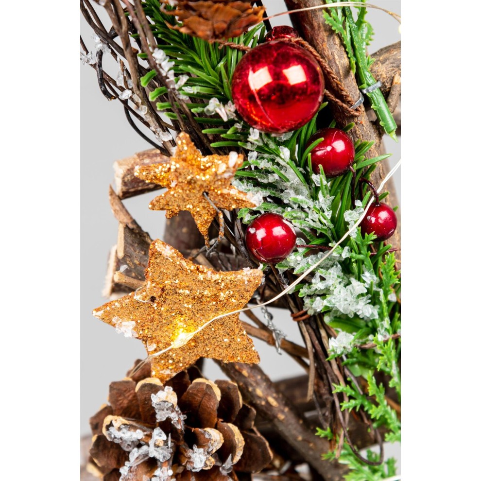 Shatchi Warm White LED Red and Brown Twig Wood Christmas Tree 50cm - image 4