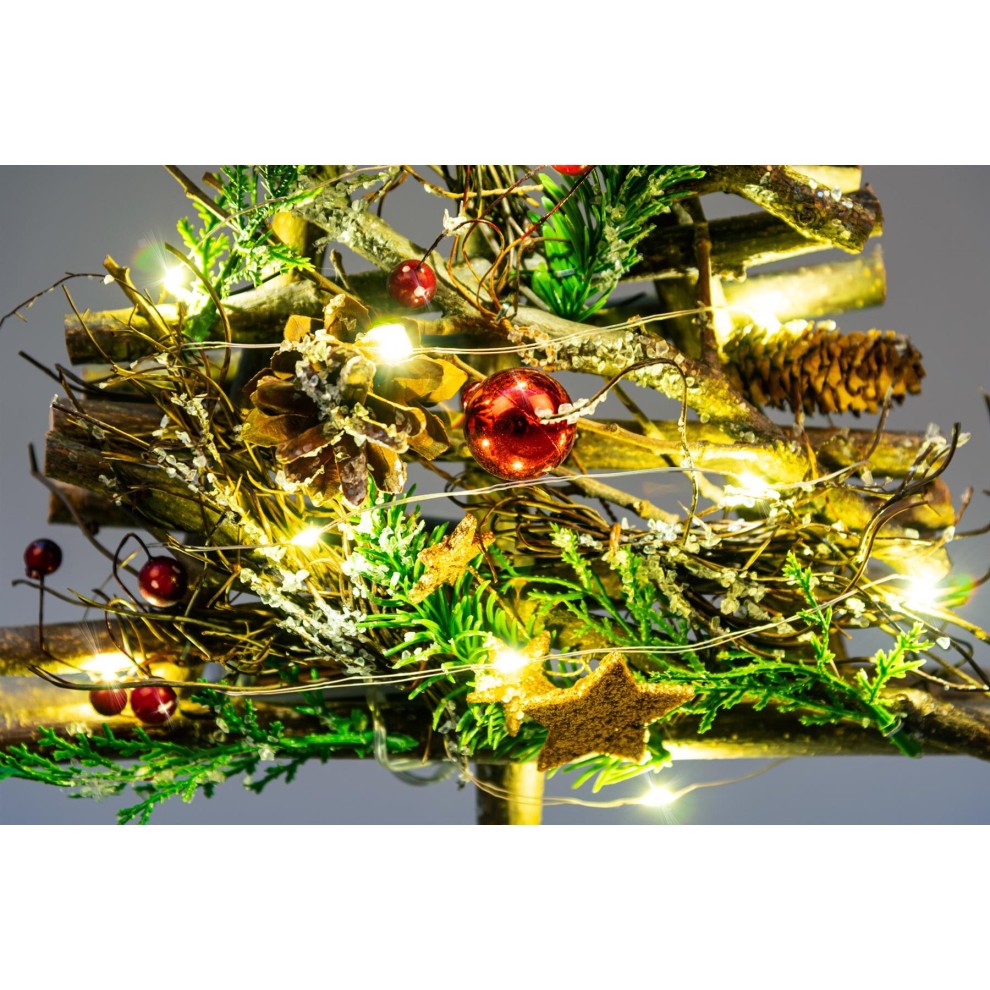Shatchi Warm White LED Red and Brown Twig Wood Christmas Tree 50cm - image 5