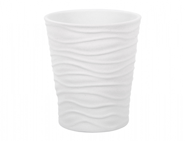 Ceramic flower pot in matte white with a textured wave design, measuring 14cm in diameter and 15cm in height, perfect for orchids.