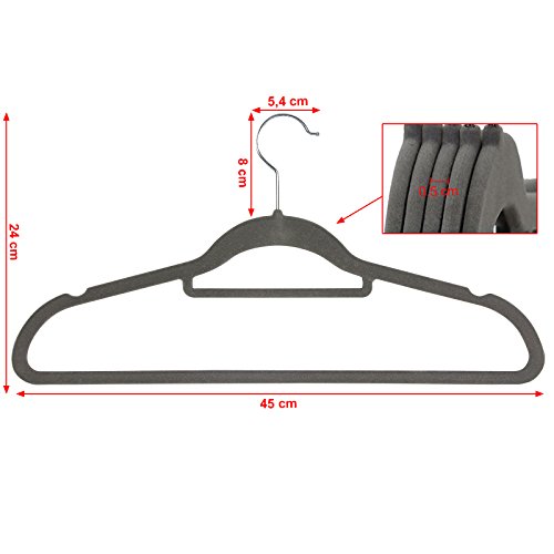 SONGMICS Velvet Hangers, Set of 20 Clothes Coat Hangers, Non-Slip, with Tie Bar and 360° Swivel Hook, Space-Saving, 0.6 cm Thick, 43.5 cm Long, for Dresses Trousers, Grey CRF20V - image 2
