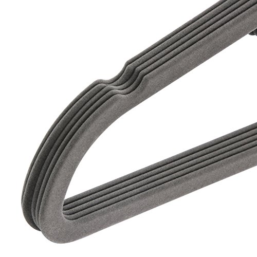 SONGMICS Velvet Hangers, Set of 20 Clothes Coat Hangers, Non-Slip, with Tie Bar and 360° Swivel Hook, Space-Saving, 0.6 cm Thick, 43.5 cm Long, for Dresses Trousers, Grey CRF20V - image 3