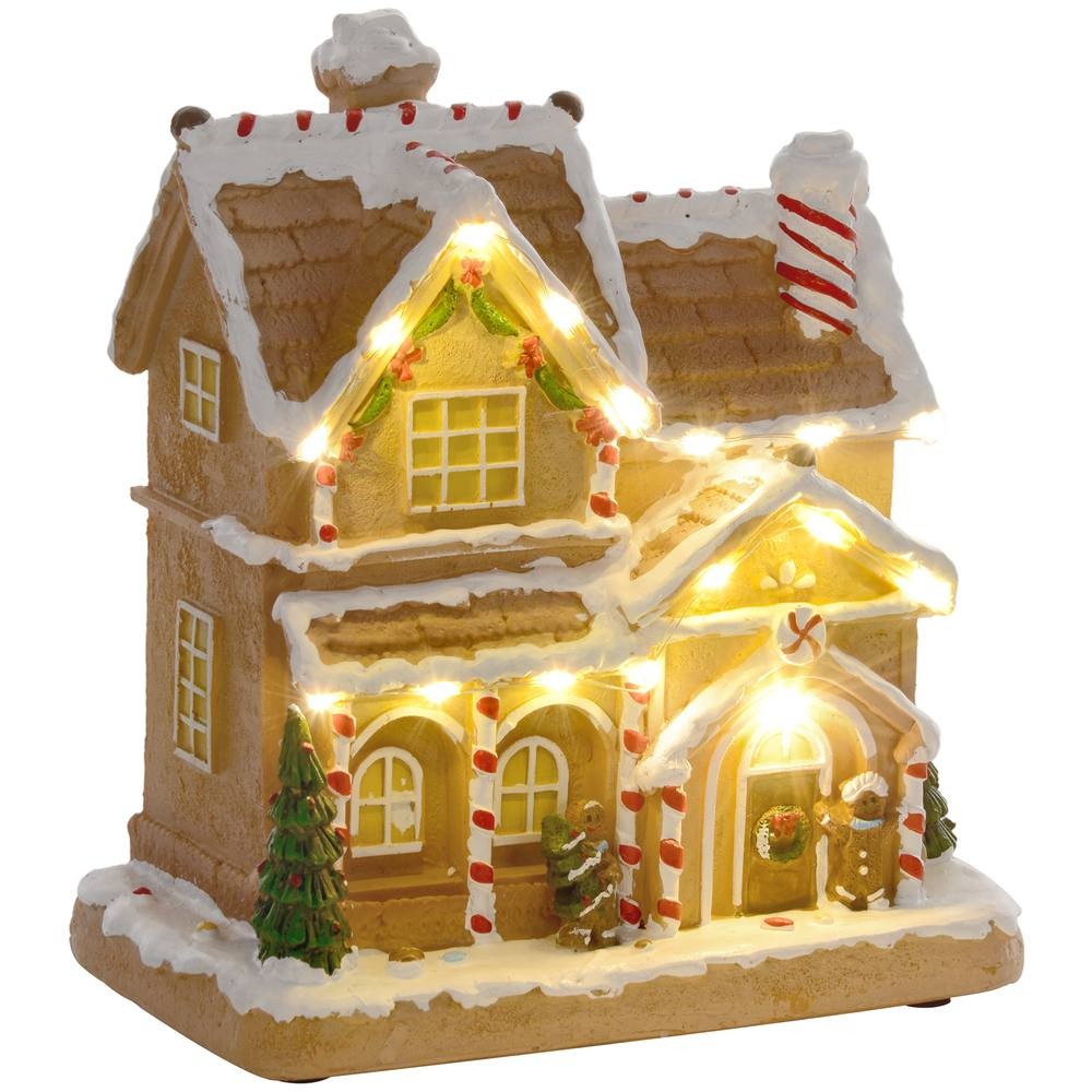 StarBright Brown Lighted and Musical Christmas Candy House with Gingerbread Man - image 2