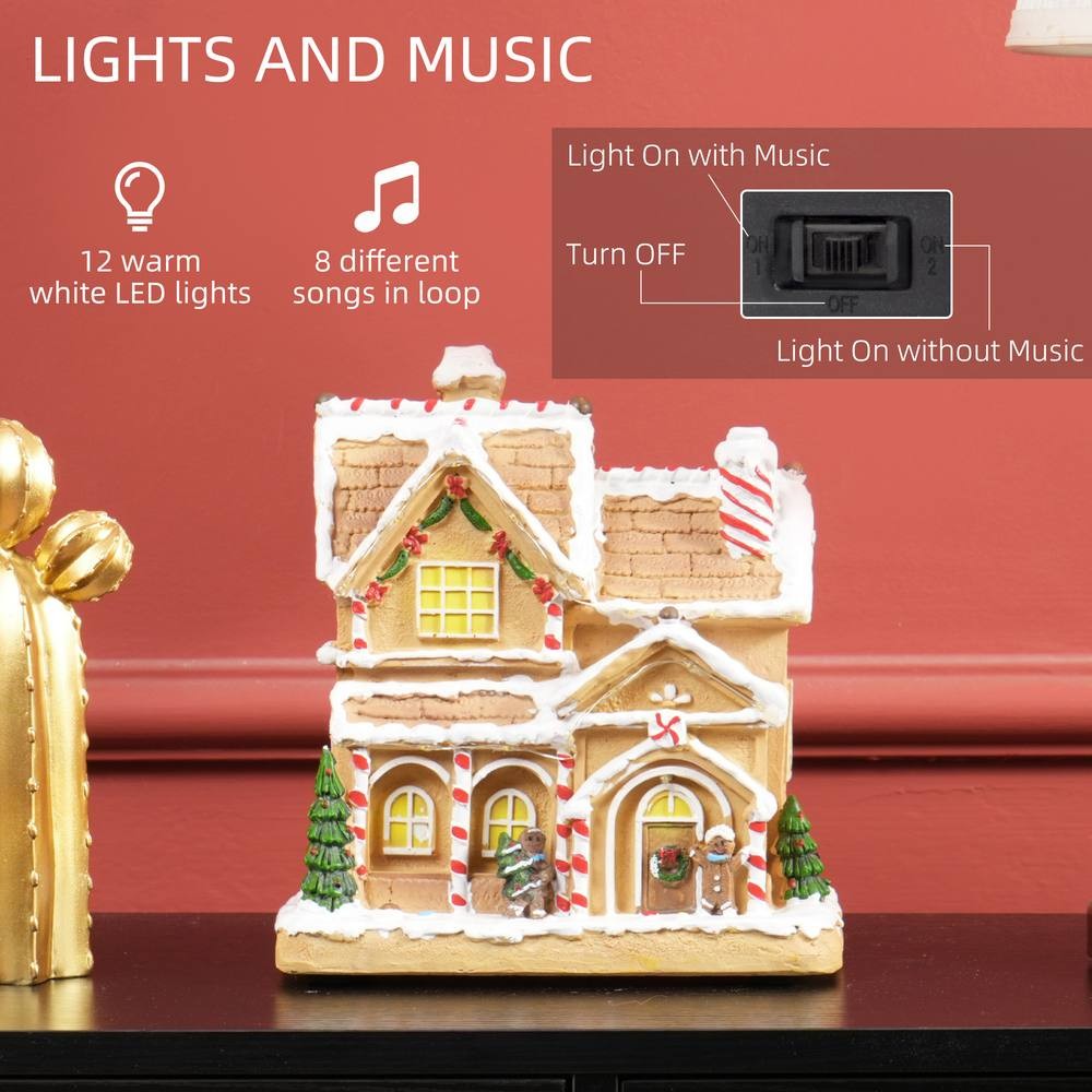 StarBright Brown Lighted and Musical Christmas Candy House with Gingerbread Man - image 5