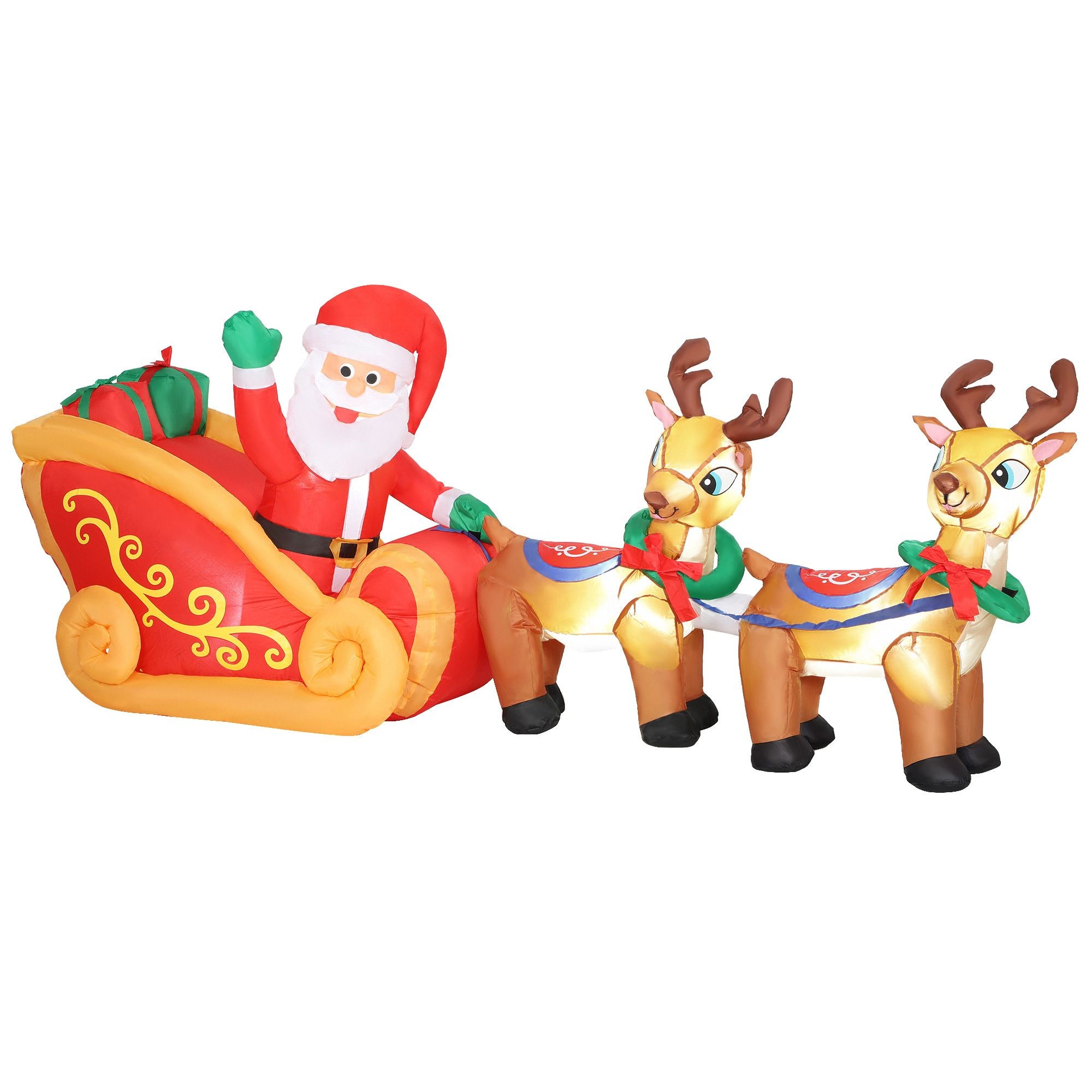 StarBright Christmas Blow Up Inflatable Santa on Sleigh Decoration with Built-in LEDs 7.9ft - image 3