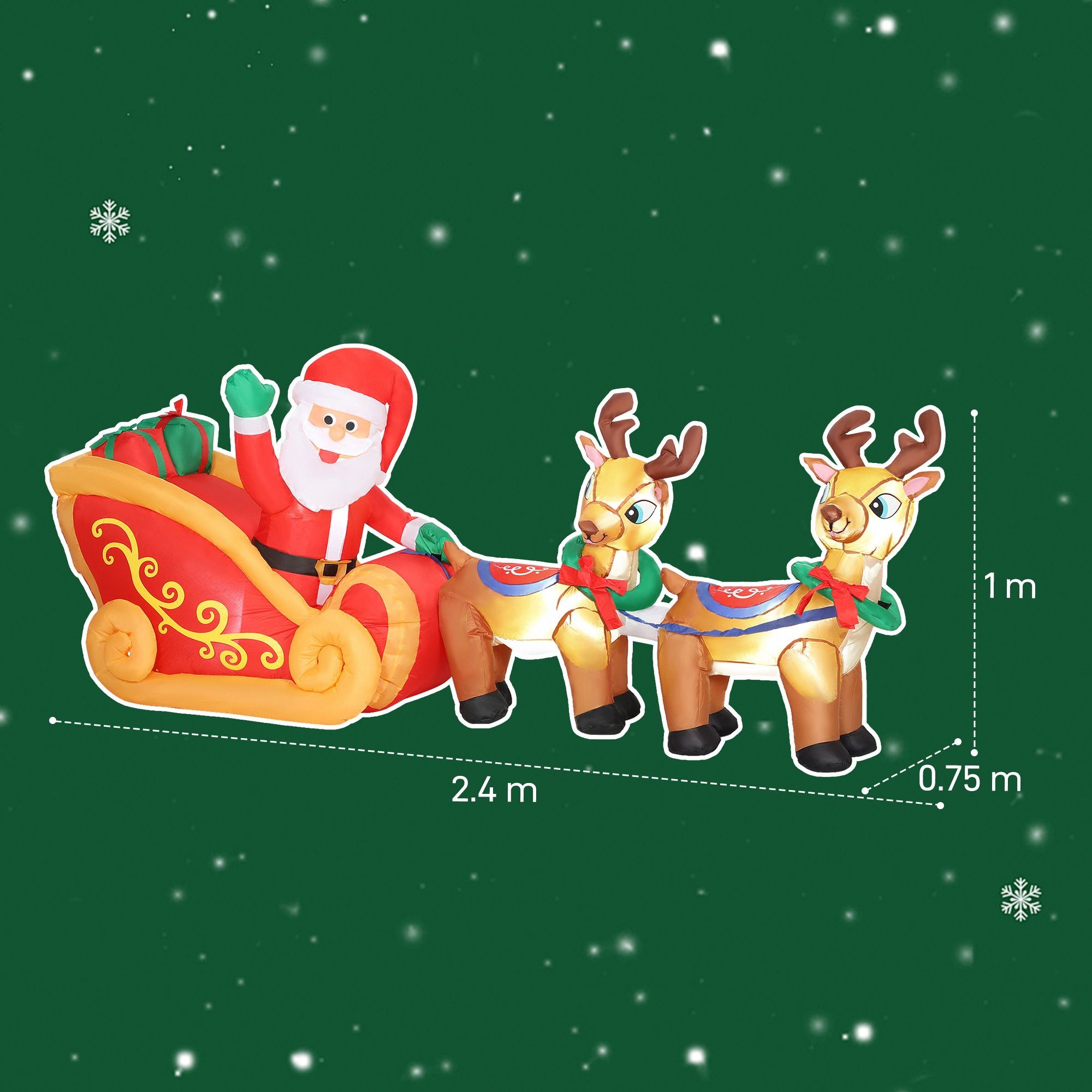 StarBright Christmas Blow Up Inflatable Santa on Sleigh Decoration with Built-in LEDs 7.9ft - image 4