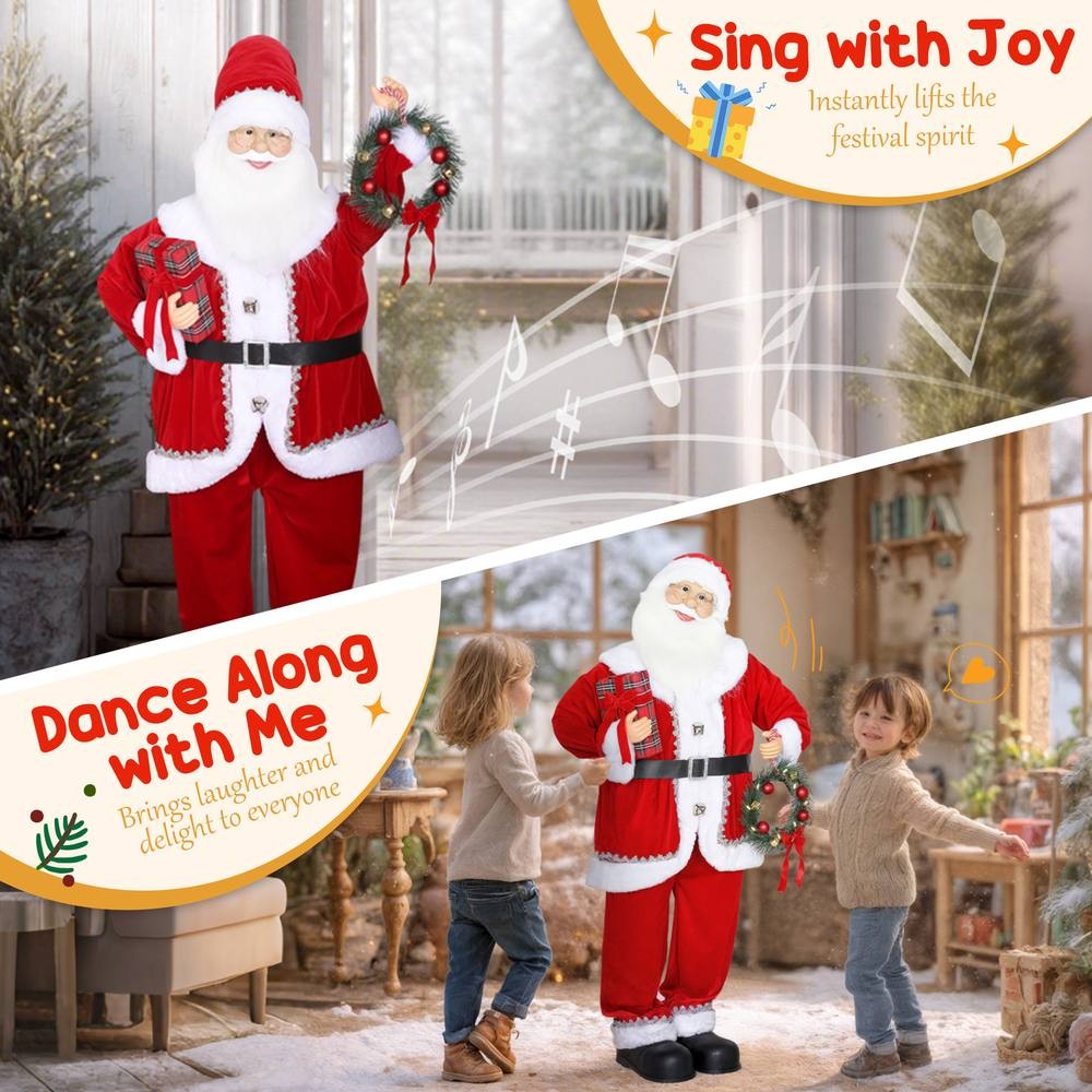 StarBright Life Size Musical Animated Santa Claus with Wreath and Sound Activated 3.9ft - image 4