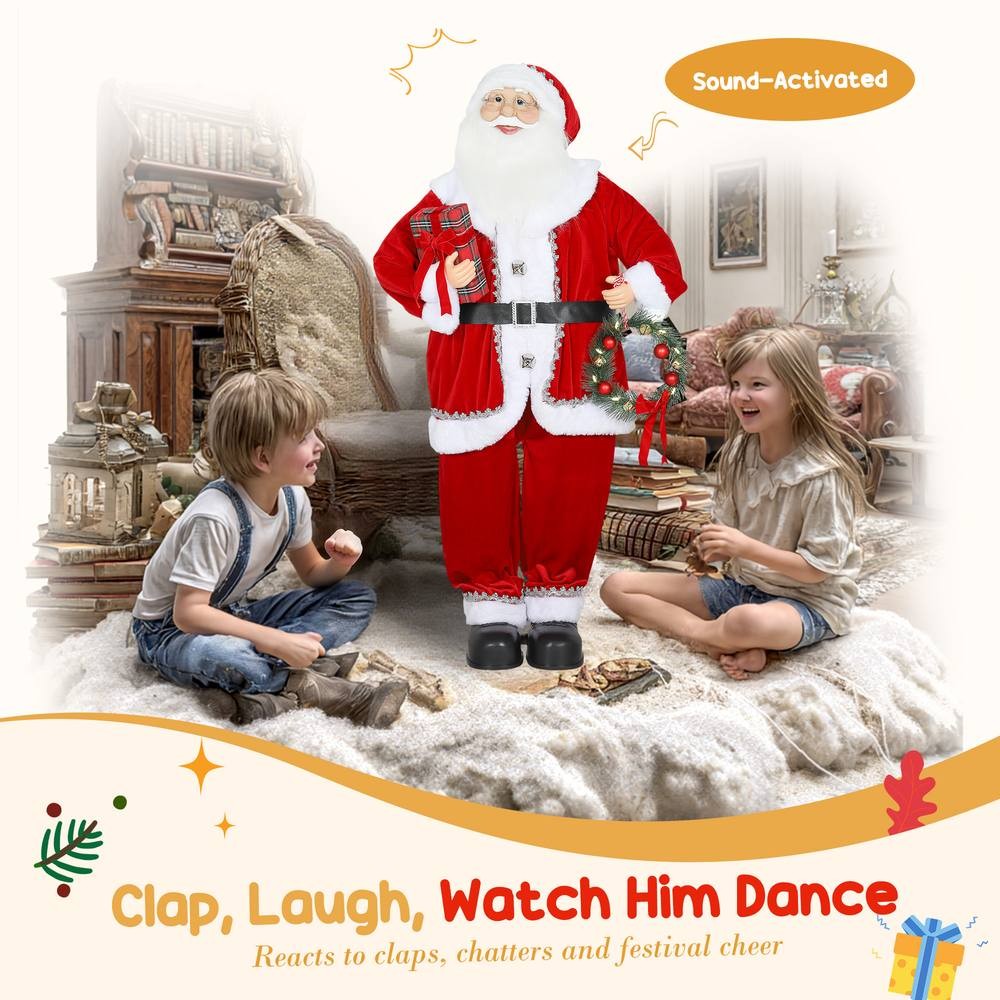 StarBright Life Size Musical Animated Santa Claus with Wreath and Sound Activated 3.9ft - image 5