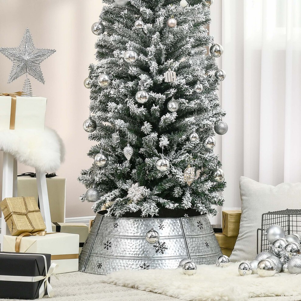StarBright Silver Hollow Snowflake Pattern Christmas Tree Collar 66cm - image 2