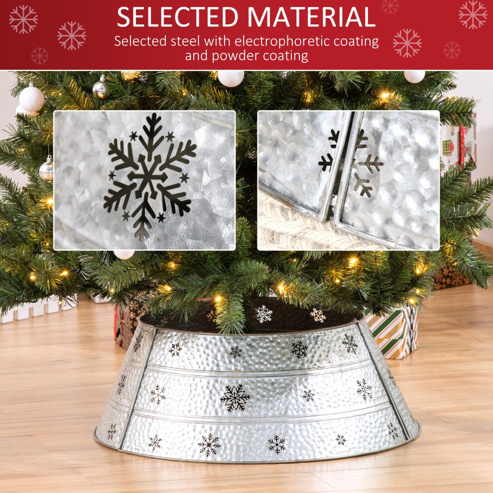 StarBright Silver Hollow Snowflake Pattern Christmas Tree Collar 66cm - image 4