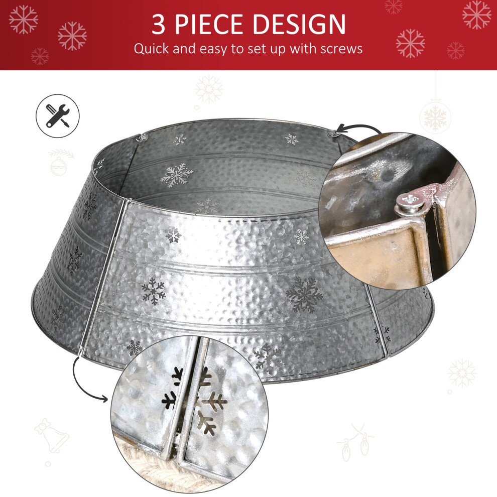 StarBright Silver Hollow Snowflake Pattern Christmas Tree Collar 66cm - image 5