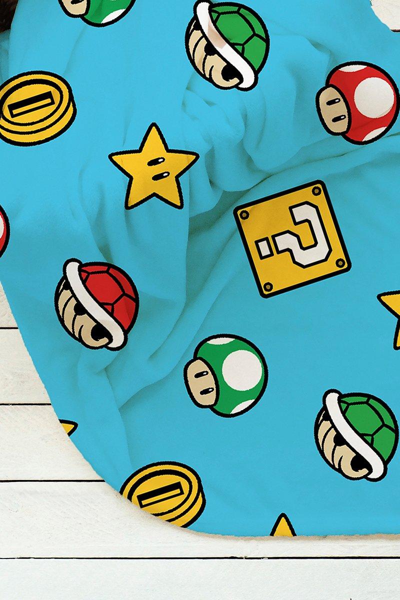 Super Mario Pattern Blue Fleece Kids Throw 150 x 100cm - image 2