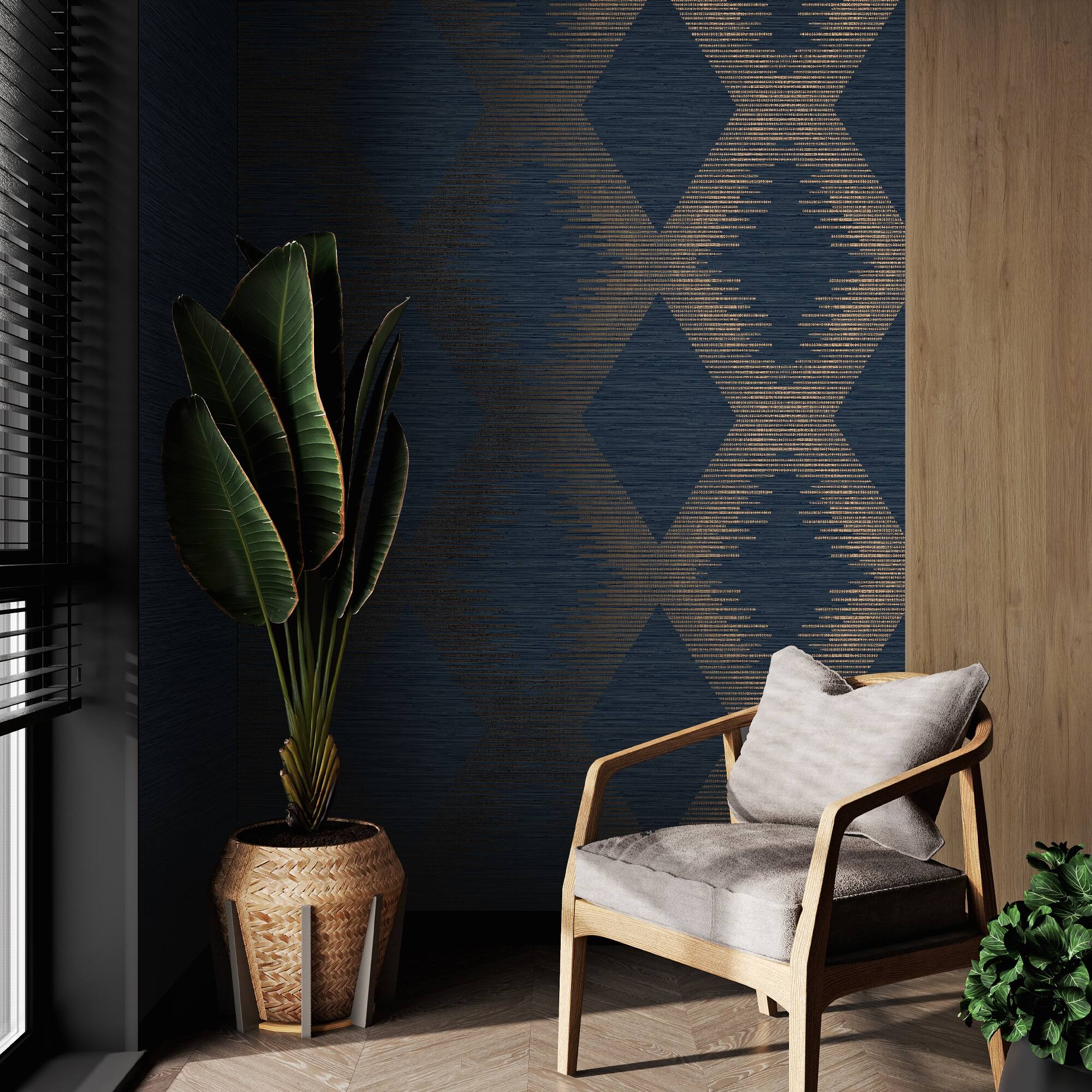 Superfresco Easy Serenity Geo Navy and Copper Wallpaper - image 2