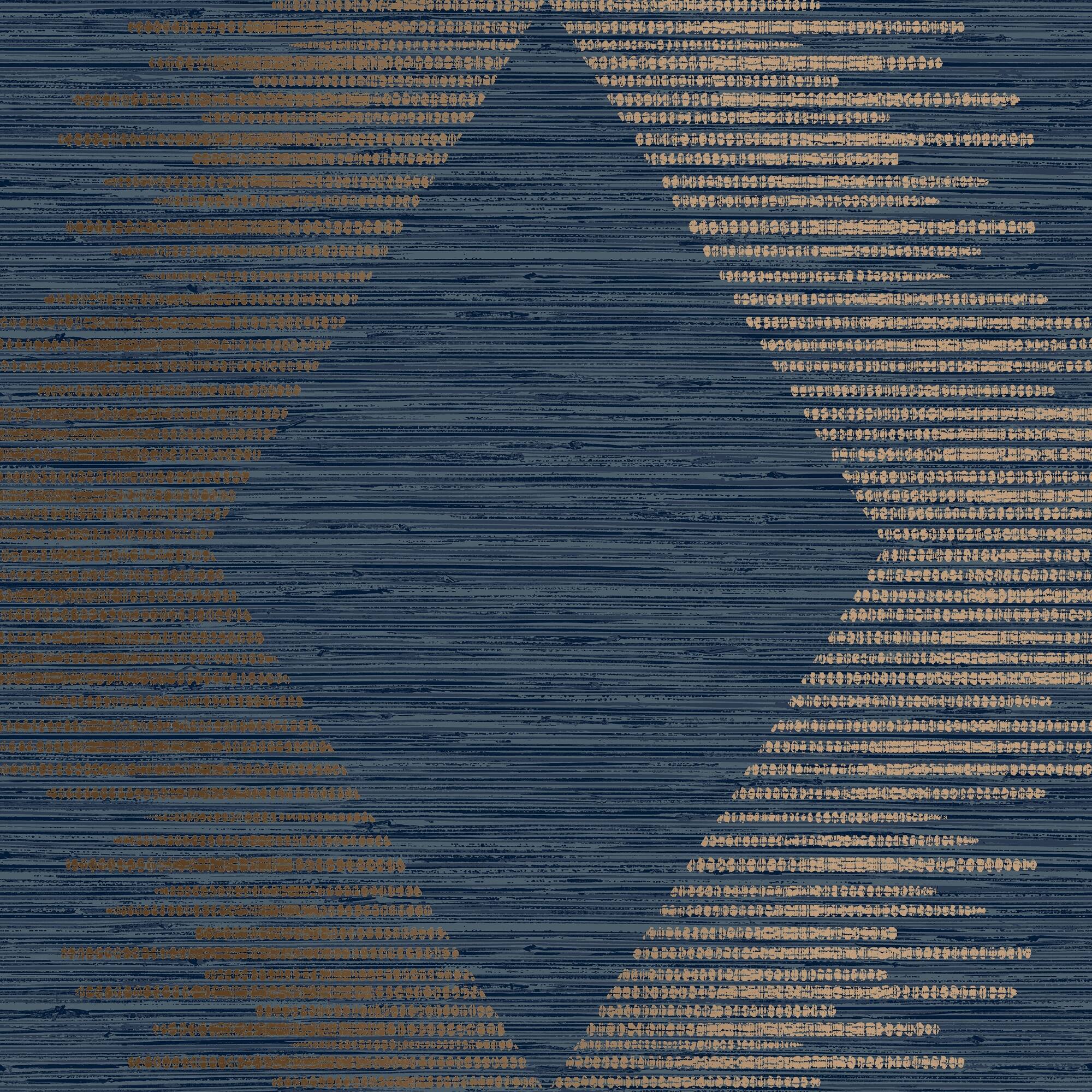 Navy and brown geometric wallpaper featuring a central diamond design with textured lines and a modern aesthetic, ideal for contemporary interiors.