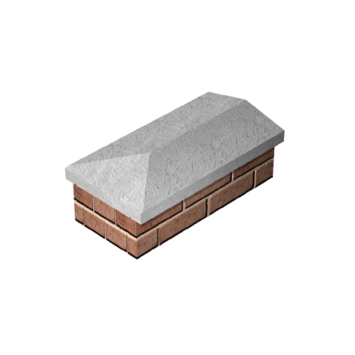 Supreme Once Weathered Coping in a rectangular shape, featuring a textured gray concrete top and a brown brick base, measuring 305mm x 915mm.