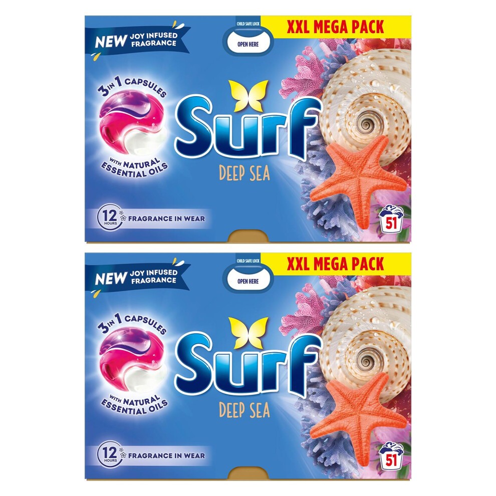 Surf 3 in 1 Deep Sea Washing Capsules 51 Washes 2 Pack - image 2