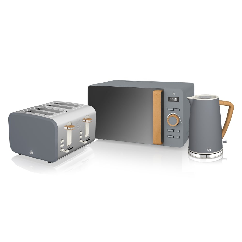 Swan Nordic EEJB145 4 Slice Toaster 1.7L Kettle and 20L Microwave Bundle Grey - image 2