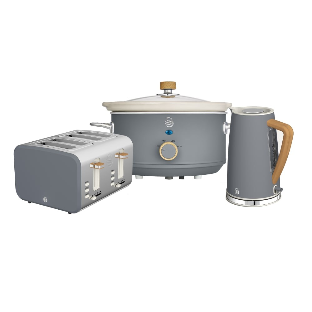 Swan Nordic EEJB205 4 Slice Toaster 1.7L Kettle and 3.5L Slow Cooker Bundle Grey - image 2