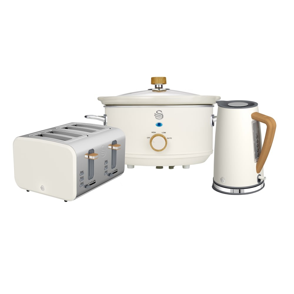 Swan Nordic EEJB206 White 1.7L Kettle with 4 Slice Toaster and 3.5L Slow Cooker Set - image 2