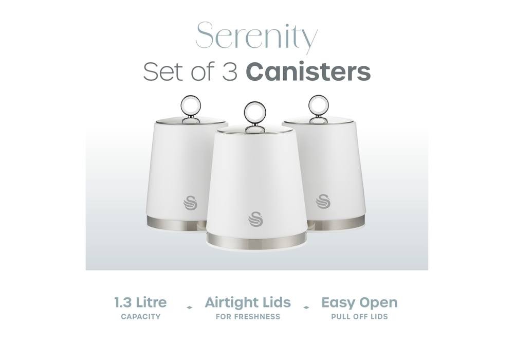 Swan Serenity EEJB278 White Bread Bin with 3 Piece Canister Set - image 2
