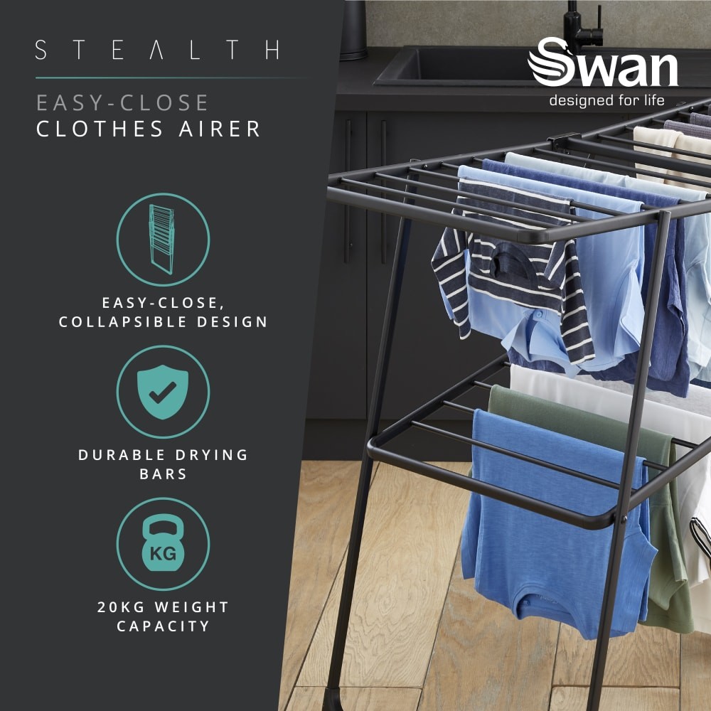 Swan Stealth Easy-Close Collapsible Clothes Airer - image 4