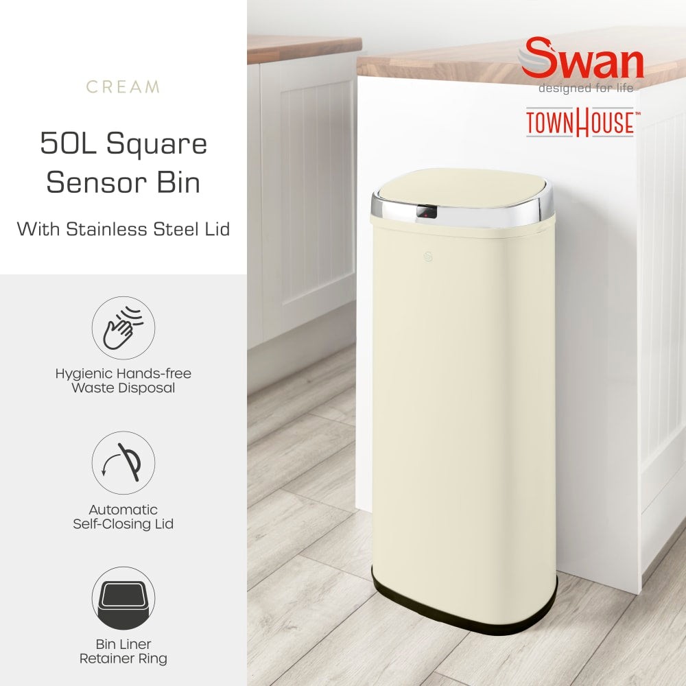 Swan Townhouse 50L Square Sensor Bin - image 3