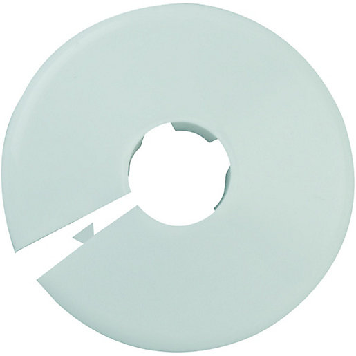 White Talon Pipe Collar, 28mm in diameter, made of durable plastic, featuring a circular design with a cut-out section for easy installation around pipes.