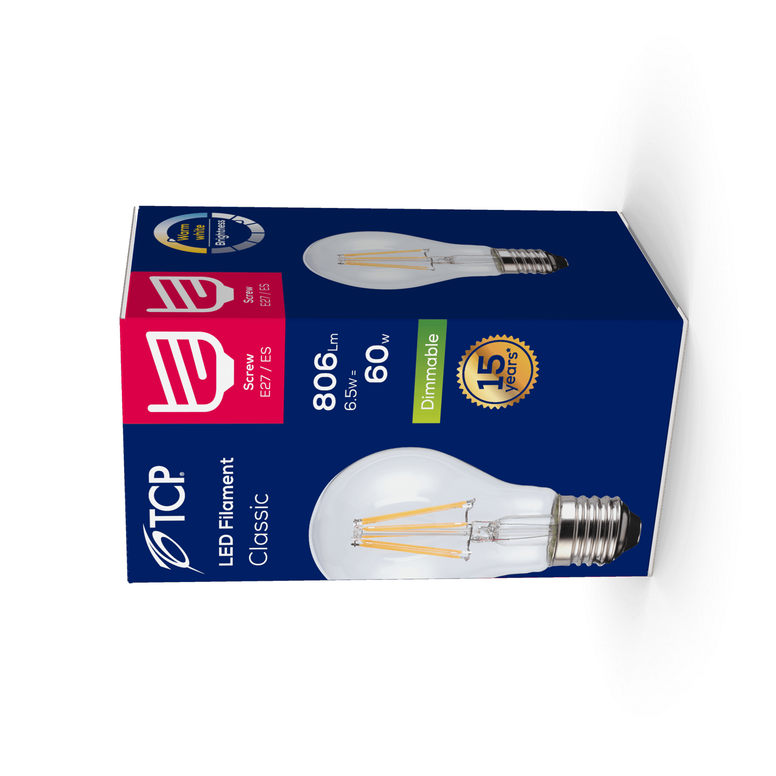 TCP FIL Classic 806L E27 Warm White Dimmable Bulb - Warm White - image 2