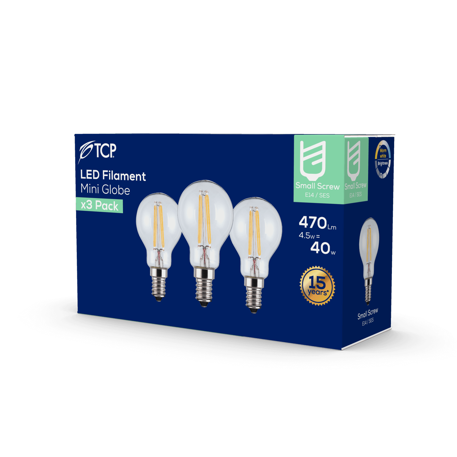 TCP Filament Mini Globe 470L E14 Warm White Bulbs - Warm White - image 2