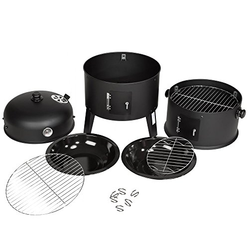 tectake 3-in-1 Smoker Grill Black BBQ - image 2