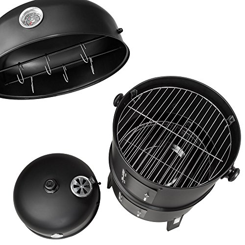 tectake 3-in-1 Smoker Grill Black BBQ - image 3