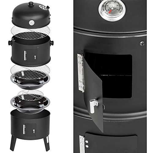 tectake 3-in-1 Smoker Grill Black BBQ - image 4