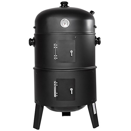 tectake 3-in-1 Smoker Grill Black BBQ - image 5