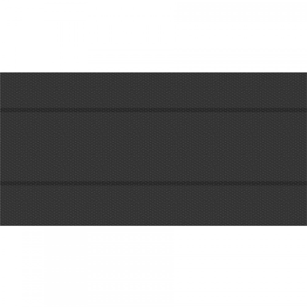 Rectangular black pool cover made from insulating material, featuring a textured surface and reinforced edges for durability.
