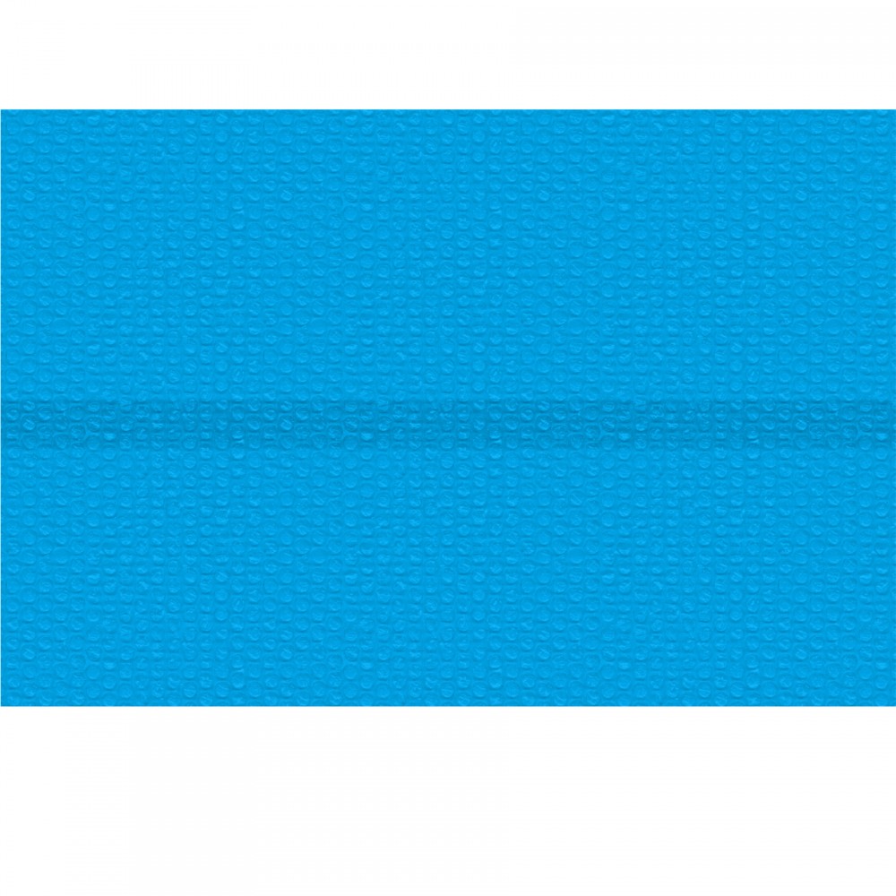 Rectangular solar foil pool cover in bright blue, featuring a textured surface, designed to fit a 2x3 meter pool, ideal for heat retention and debris protection.
