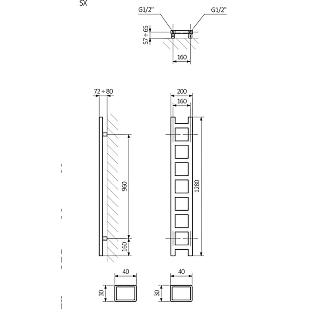 Terma Easy 856 BTU Sparkling Gravel Electric Heated Towel Rail 1280 x 200mm - image 4