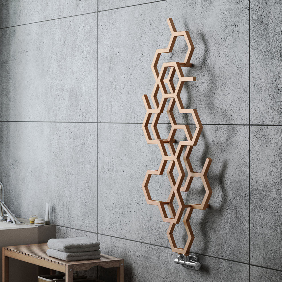 Terma Hex 1180 BTU Bright Copper Radiator 1220 x 486mm - image 4