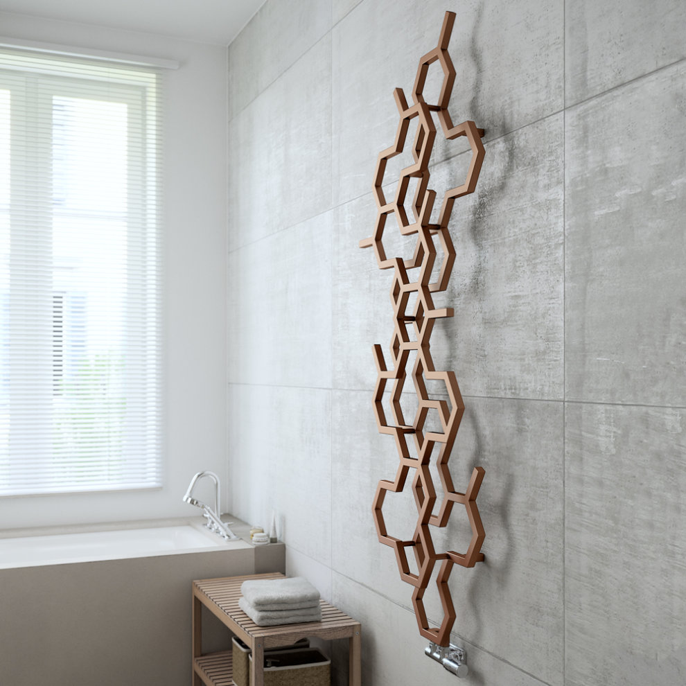 Terma Hex 1705 BTU Bright Copper Radiator 1700 x 573mm - image 4
