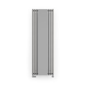 Sleek salt and pepper Terma Rolo-mirror radiator, 1800/590 size, features eight tappings for side or underside valves, and includes diverter barrels for efficient heating.