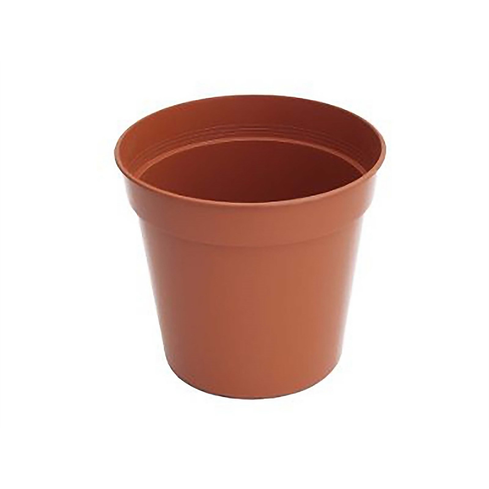 Orange plastic flower pot, 17.8 cm in height, featuring a smooth surface and a slightly flared rim, ideal for indoor or outdoor plants.