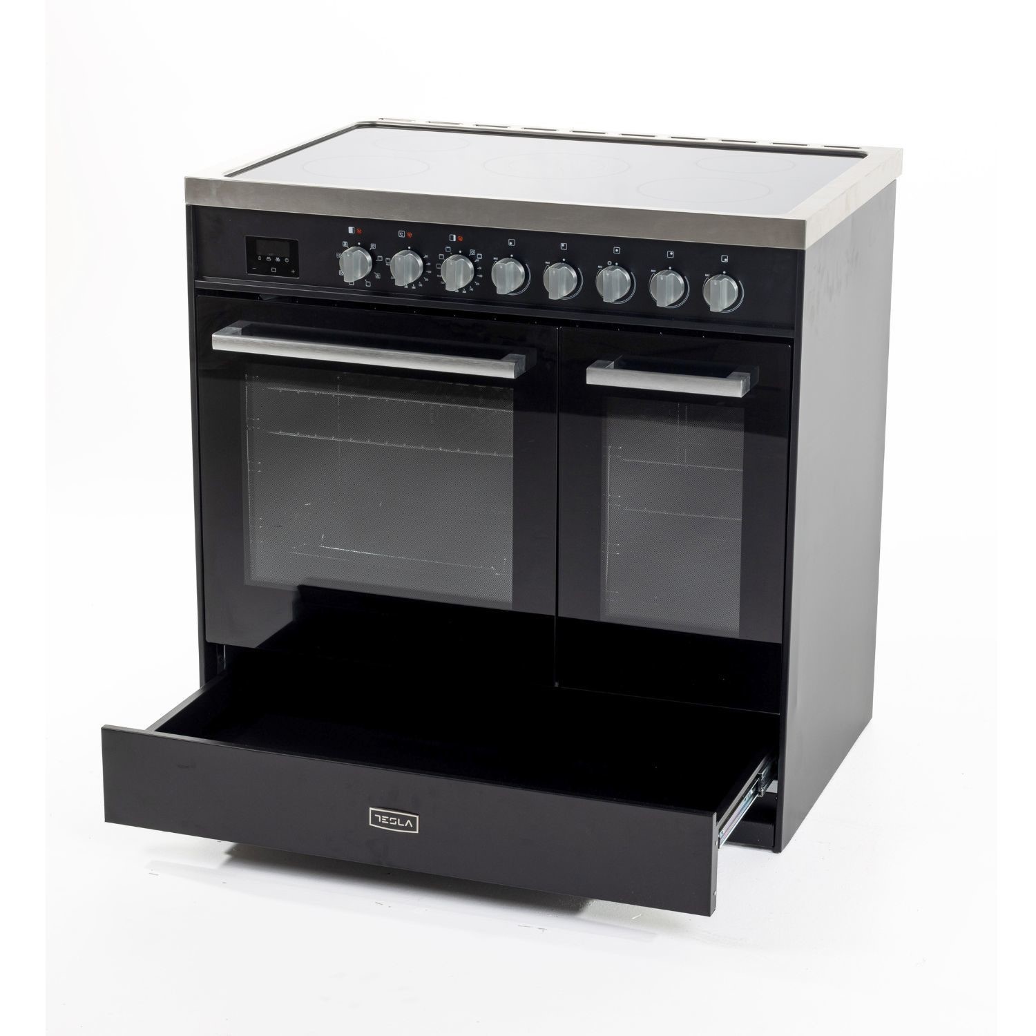 Tesla T90DCRCB 90cm Double Cavity Ceramic Black Range Cooker - image 3